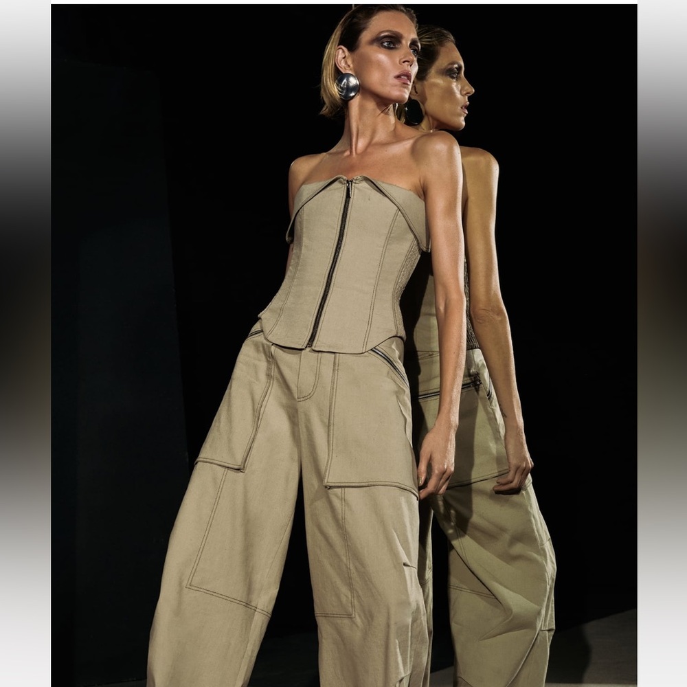 NWT Zara zipper bustier top XS